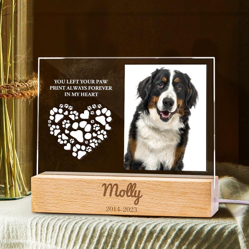 Custom Dog Photo Night Light Acrylic Engraved Lamp in Memory of Pet - Giftlab