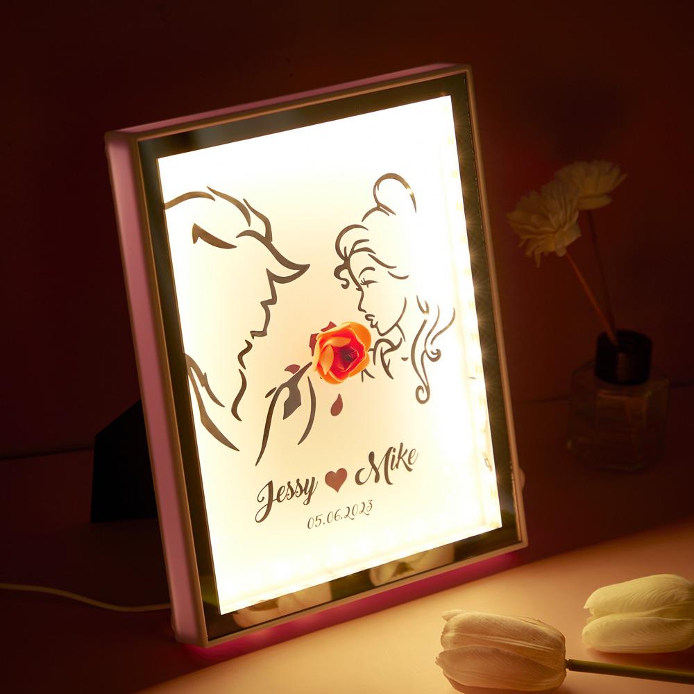 Custom Couple Photo Frame with Light Personalized Perfect Gift for Anniversary - Giftlab