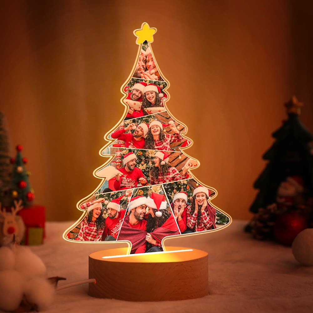 Personalized LED Christmas Tree Lamp Custom Photo Acrylic Night Light - Giftlab