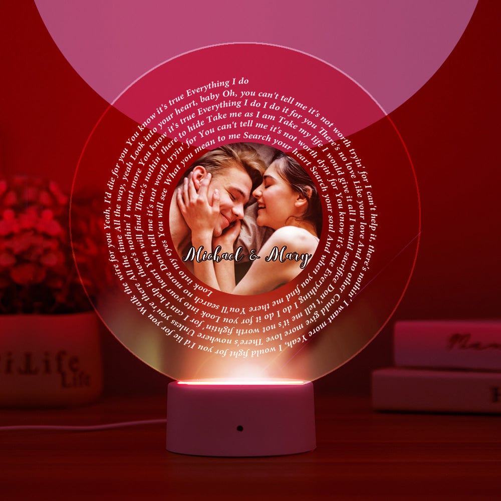 Custom Led Night Light Vinyl Record Shape Lyrics Night Light Gift For Couple - Giftlab