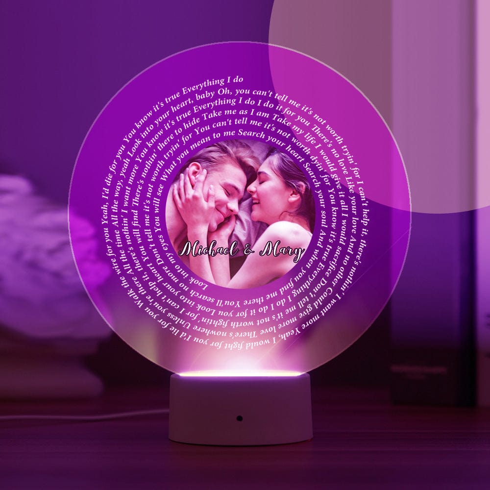 Custom Led Night Light Vinyl Record Shape Lyrics Night Light Gift For Couple - Giftlab