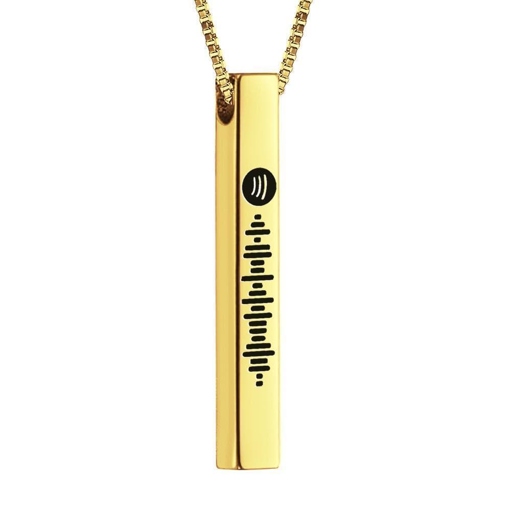 Spotify Necklace Custom Music Code Music Necklace 3D Engraved Bar Necklace - Giftlab