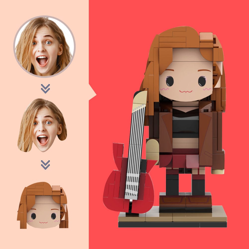 Custom Guitarist Brick Figure Custom Head Figures Small Particle Block Toy Customizable Brick Art Gifts - Giftlab