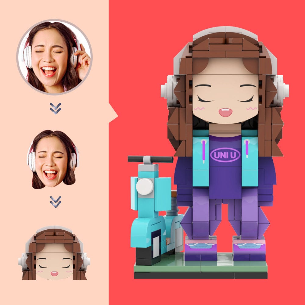 Custom Brick Figure with Electric Vehicles Custom Head Figures Small Particle Block Toy Customizable Brick Art Gifts - Giftlab