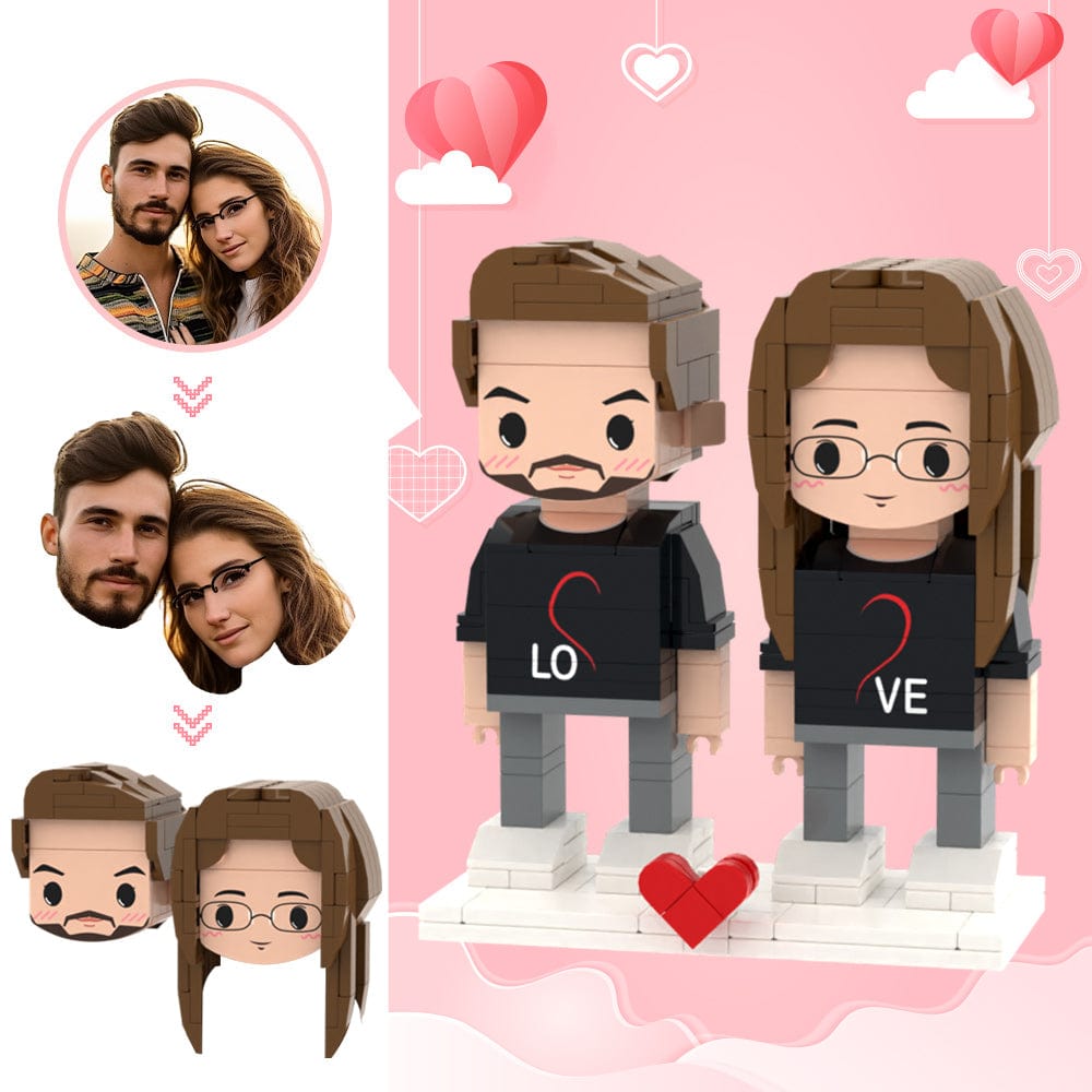 Valentine's Day Gifts Custom Head 2 People Cute Brick Figures LOVE Brick Figures - Giftlab