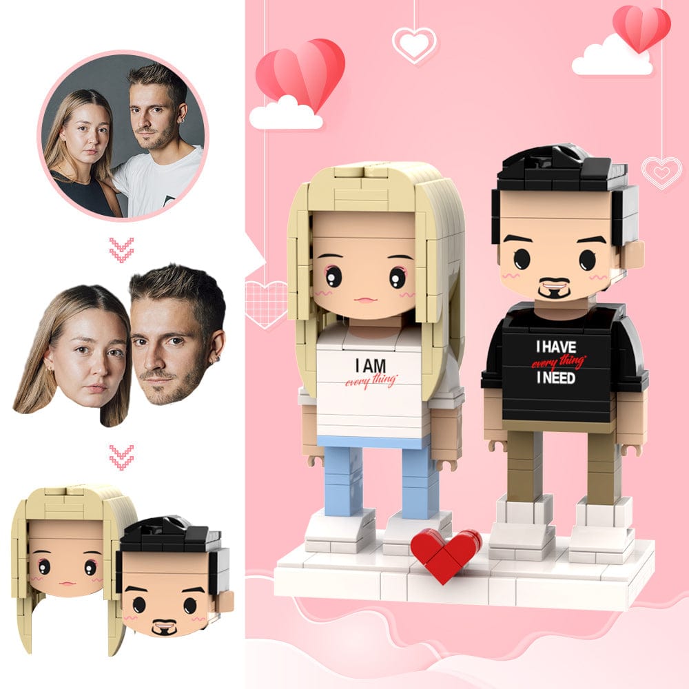 Valentine's Day Gifts Custom Head 2 People Cute Brick Figures Wife is Everything Brick Figures - Giftlab