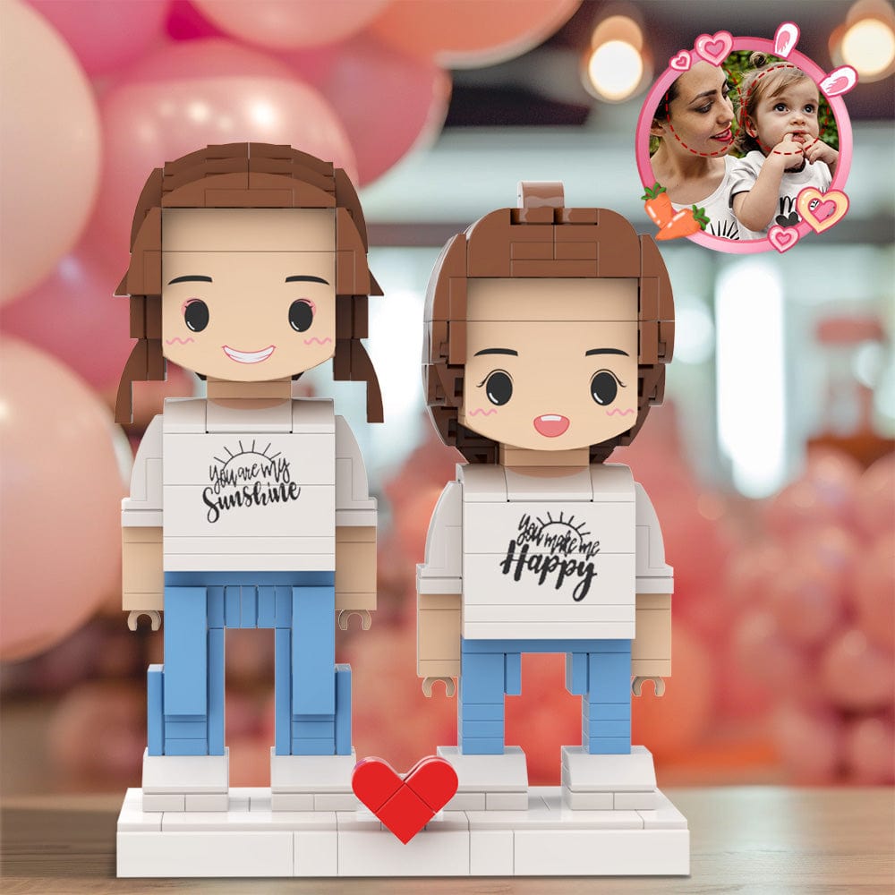 Gift for Mom Matching Shirt You Are My Sunshine Customizable Head 2 People Custom Brick Figures - Giftlab