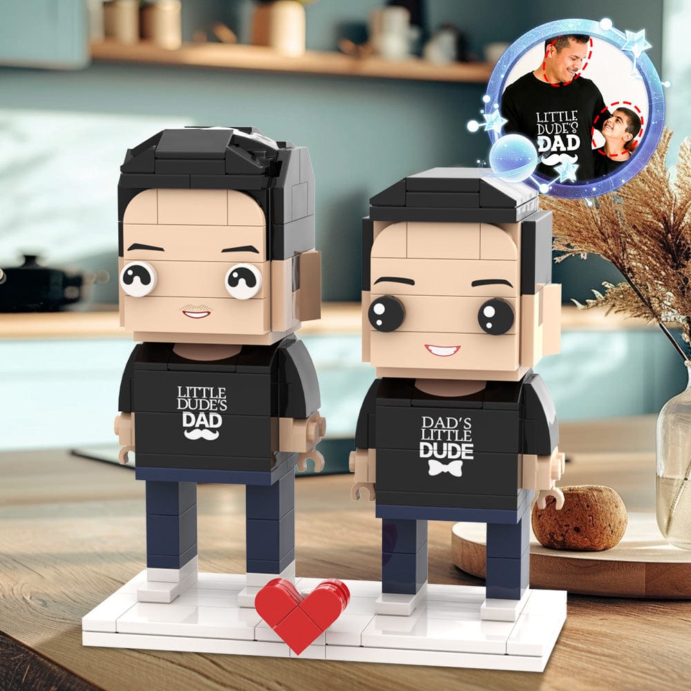 Personalized Head 2 People Custom Brick Figures Daddy's Gift Matching Shirt for Daddy On Father's Day - Giftlab