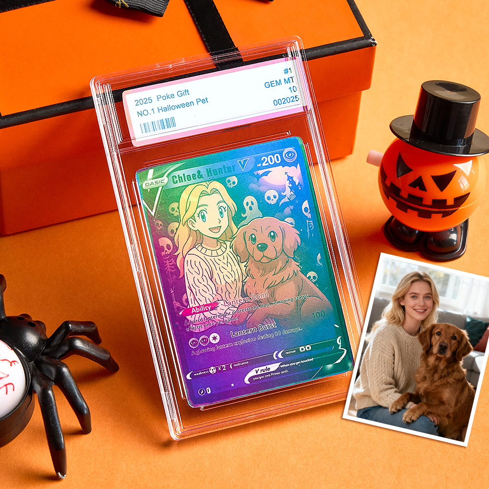 Custom Halloween Trading Card Turn Your Pet into a Spooky Poke Card Personalized Pet Halloween Gift