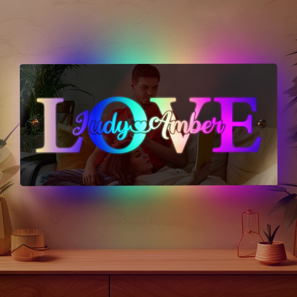 Custom Name Mirror Light Custom Light Love Gift for Couple - Giftlab