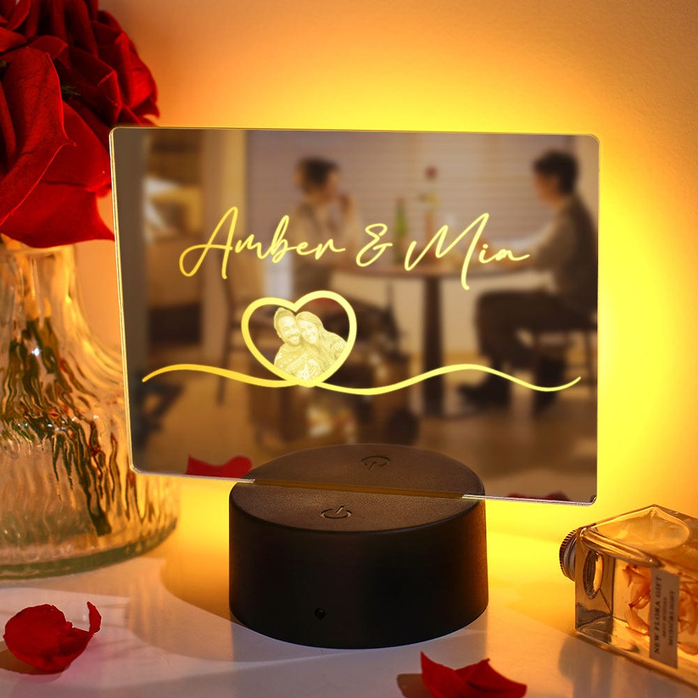 Custom Name Mirror Light Photo Lamp Colorful Couple Gift - Giftlab