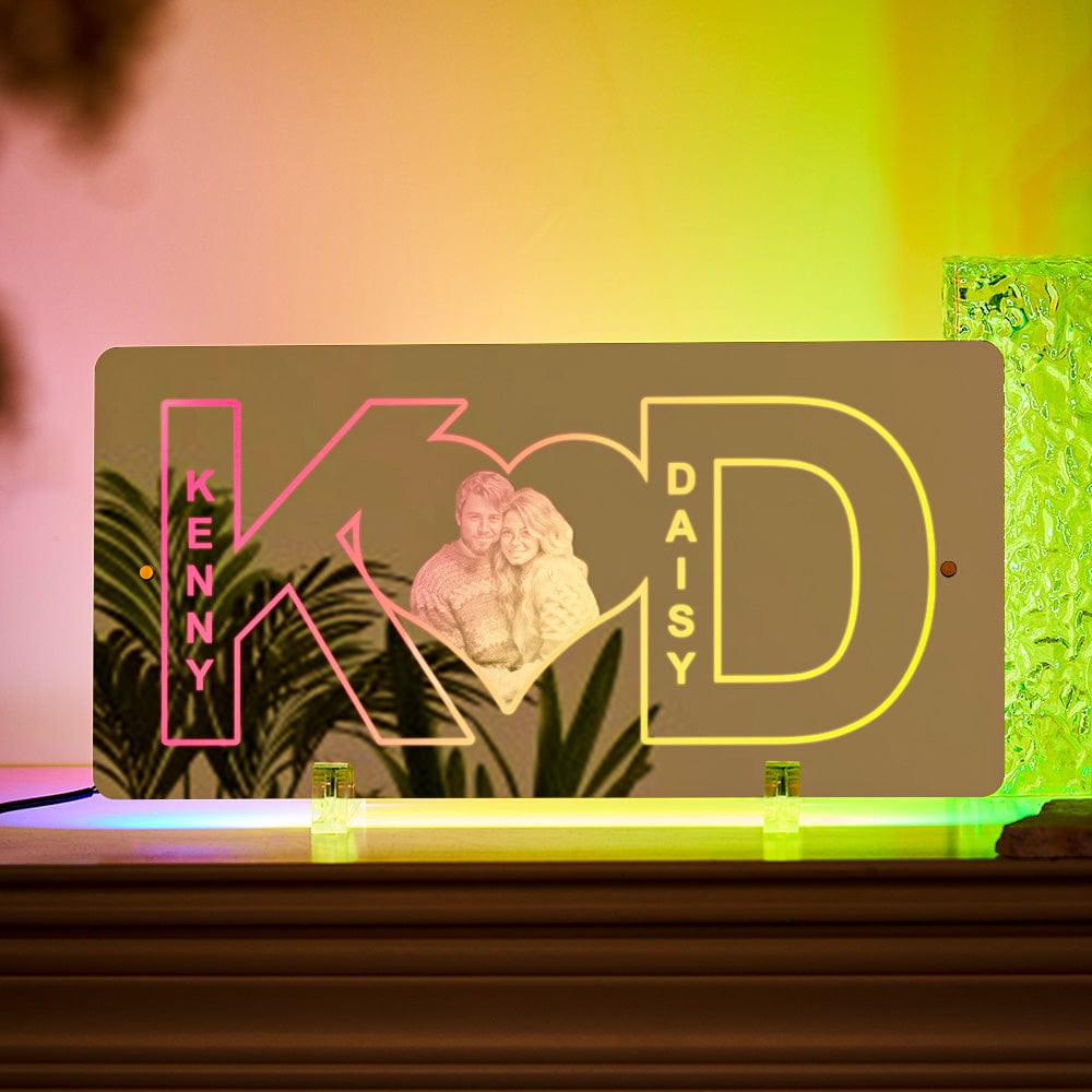 Personalized Letter Heart Photo Mirror Light Couple Gift - Giftlab