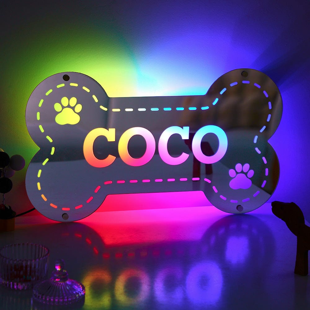 Custom Name Mirror Light Creative Bone Pet Home Gift - Giftlab