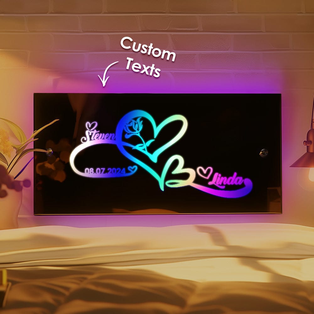 Custom Name Mirror Light with Anniversary Date Personalized Gift for Her - Giftlab