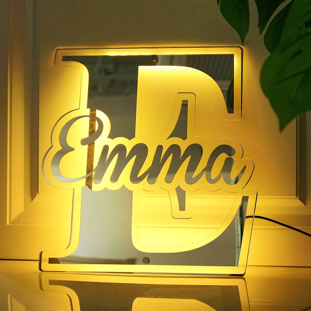 Custom Letter Mirror Light with Name Personalized Decor Gift - Giftlab