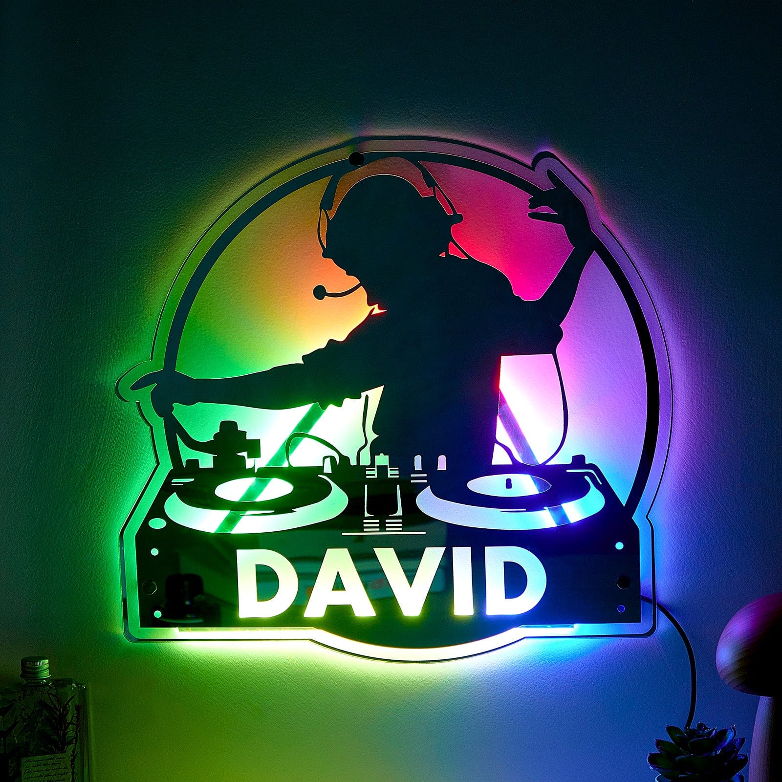 Custom DJ Player Mirror Light with Name Personalized Gift for Music Lover - Giftlab