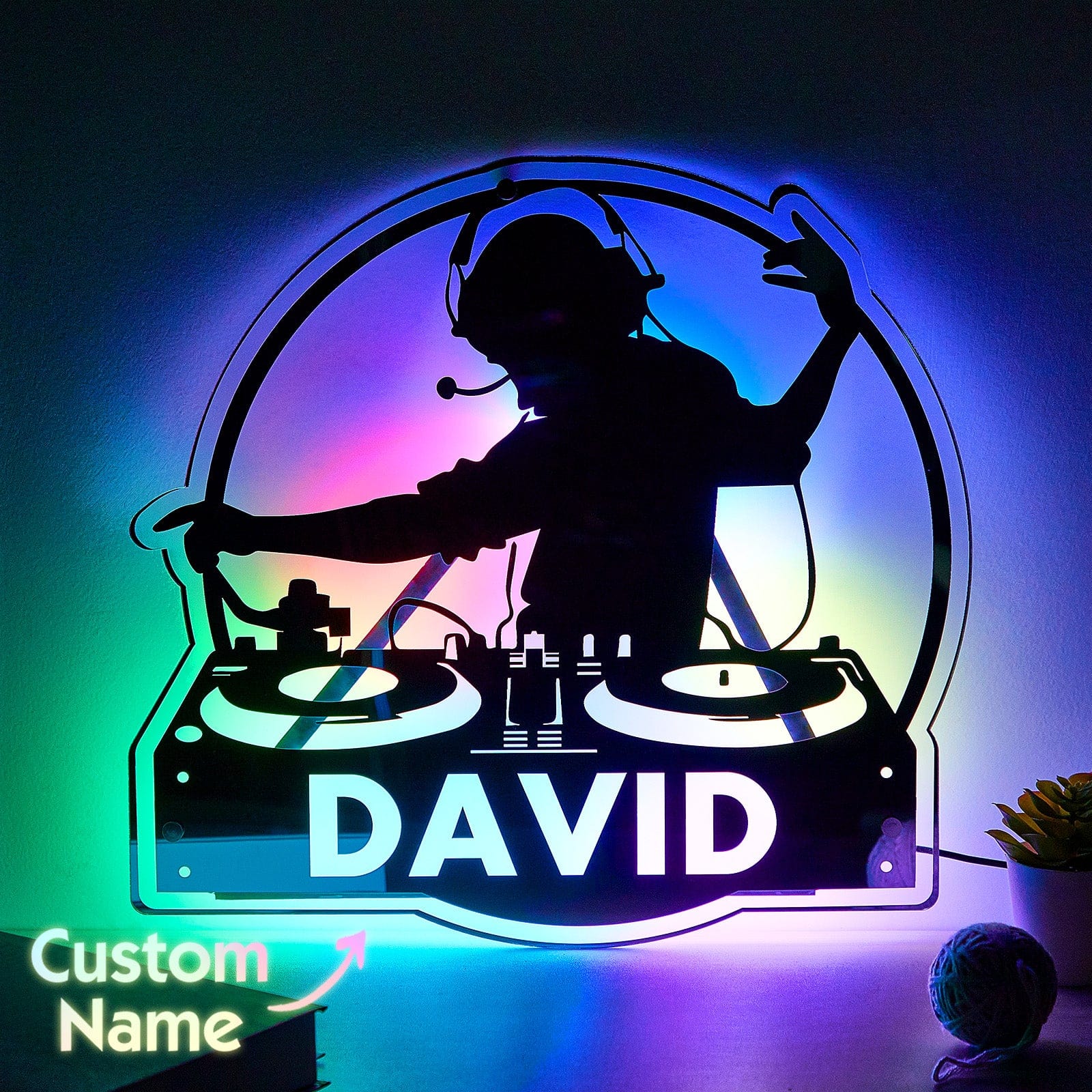 Custom DJ Player Mirror Light with Name Personalized Gift for Music Lover - Giftlab