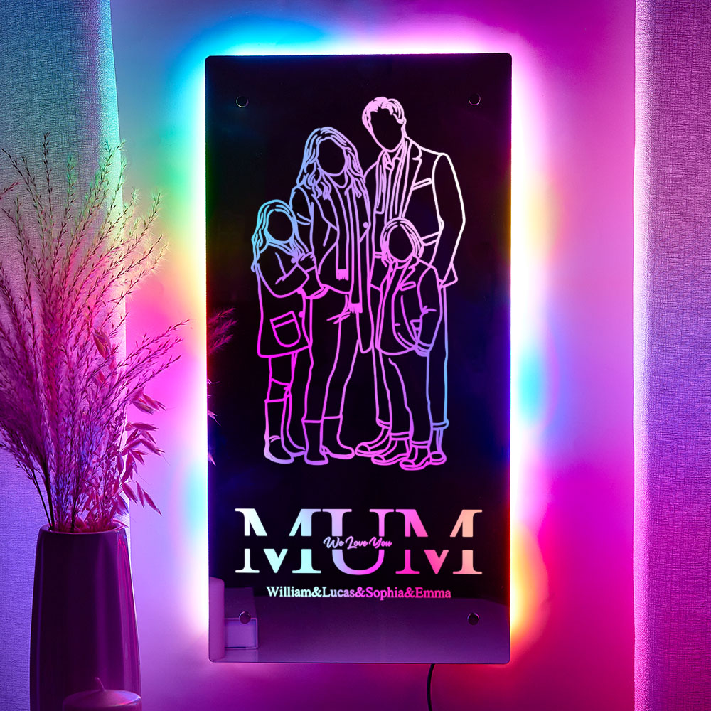 Personalized Mirror Light Silhouette Photo Mirror Light Mother's Day Gifts for Mom - Giftlab