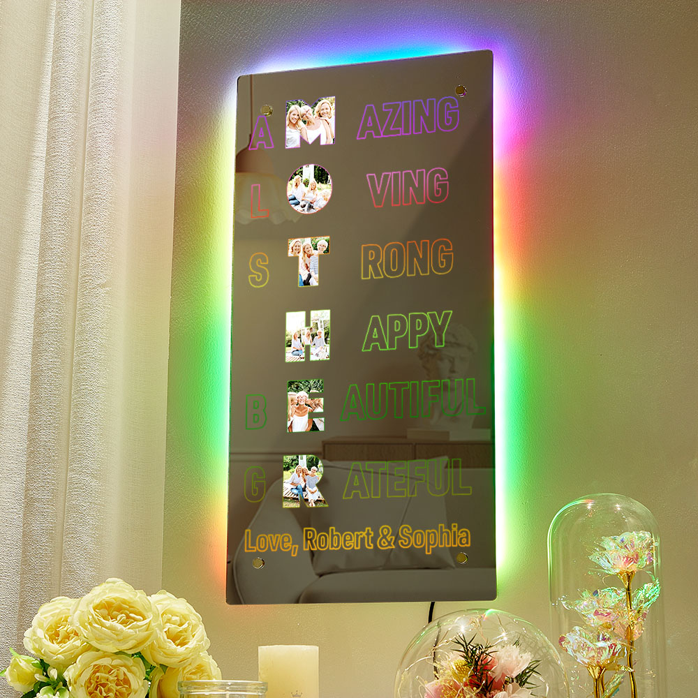 Personalized Photo Mirror Light Amazing Mother's Mirror Lamp Mother's Day Gifts for Mom - Giftlab