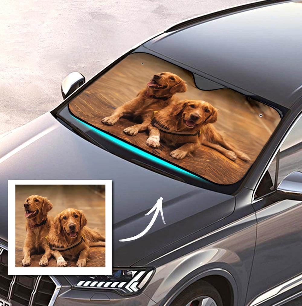 Custom Photo Sun Shade Windshield Car Accessories UV Protective Gifts For Pet Lovers - Giftlab