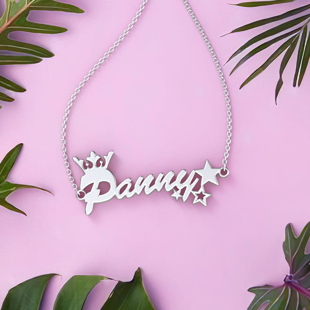 Custom Name Bracelet Crown and Stars Bracelet Shining Little Princess - Giftlab