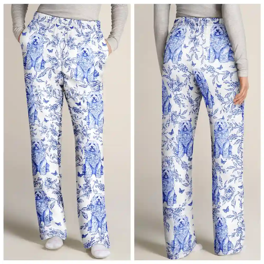 Chinoiserie Toile De Jouy Dog - Personalized Pajama Pants