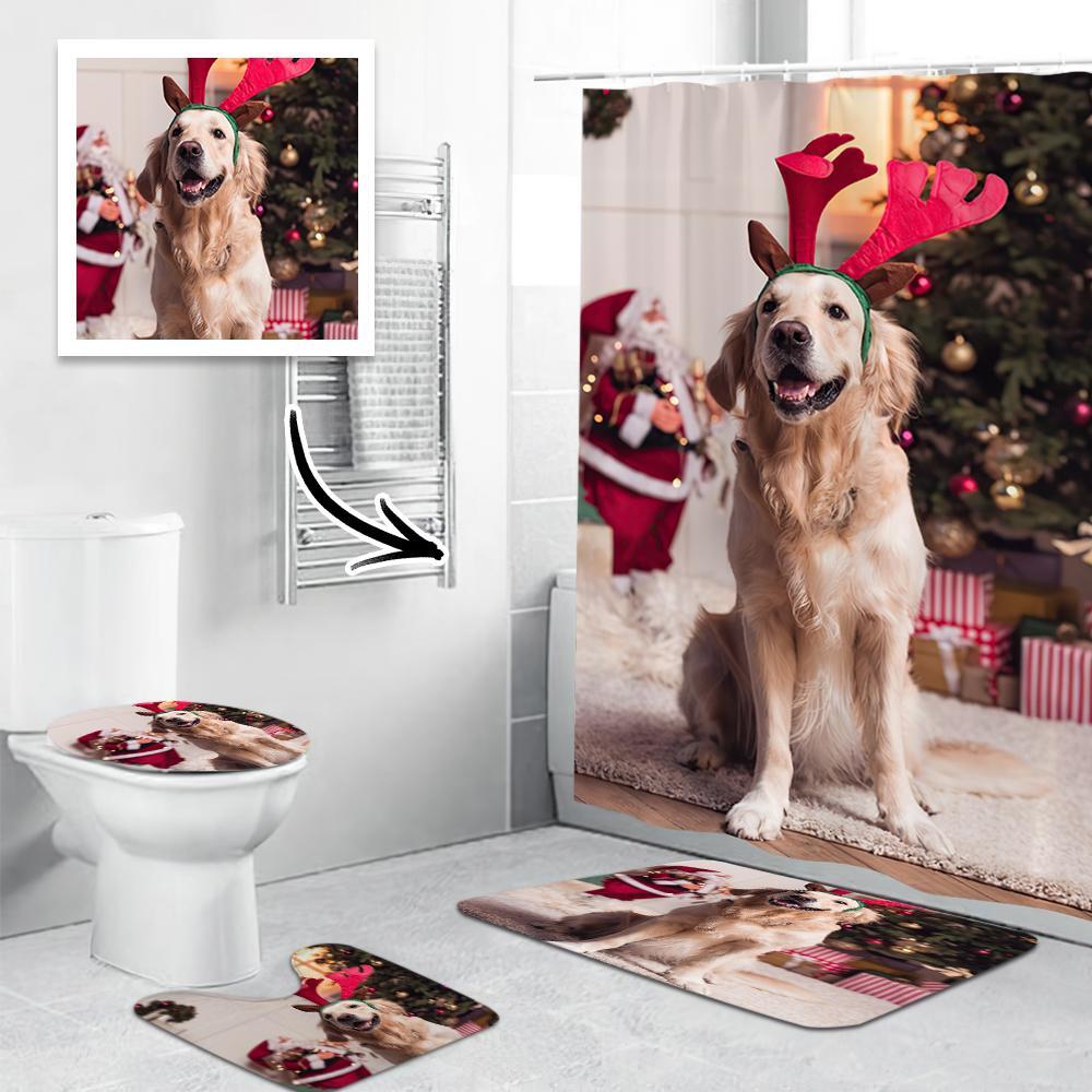Christmas Shower Curtain & Bathroom Rug Set Christmas Gifts For Family - Giftlab