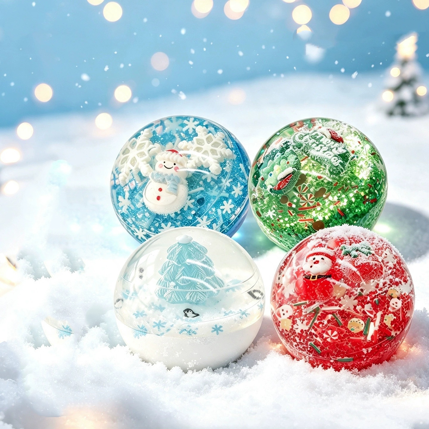 Christmas Handmade Squishy Ball Toy Sensory Fidget Stress Balls for Anxiety Relief Kids & Adults, Food Grade Silicone Gift Ideas