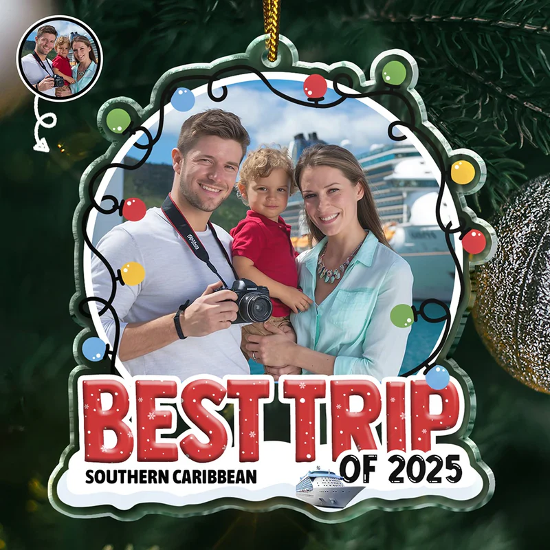 Custom Photo Travel Family Couple Friend Best Trip - Personalized Custom Shaped Acrylic Ornament