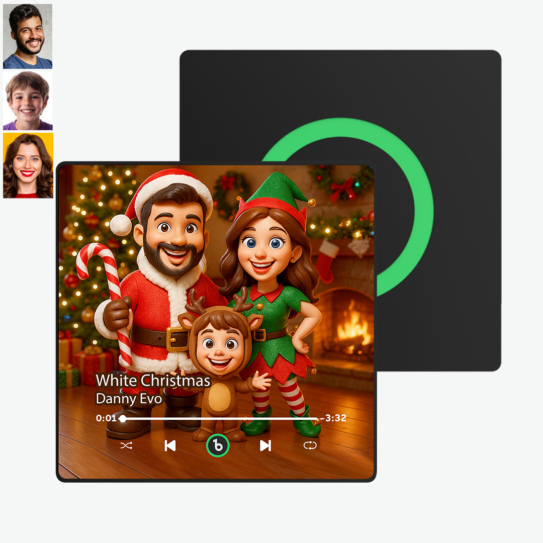 Personalized Family Christmas Caricature Portrait Music Fridge Magnet