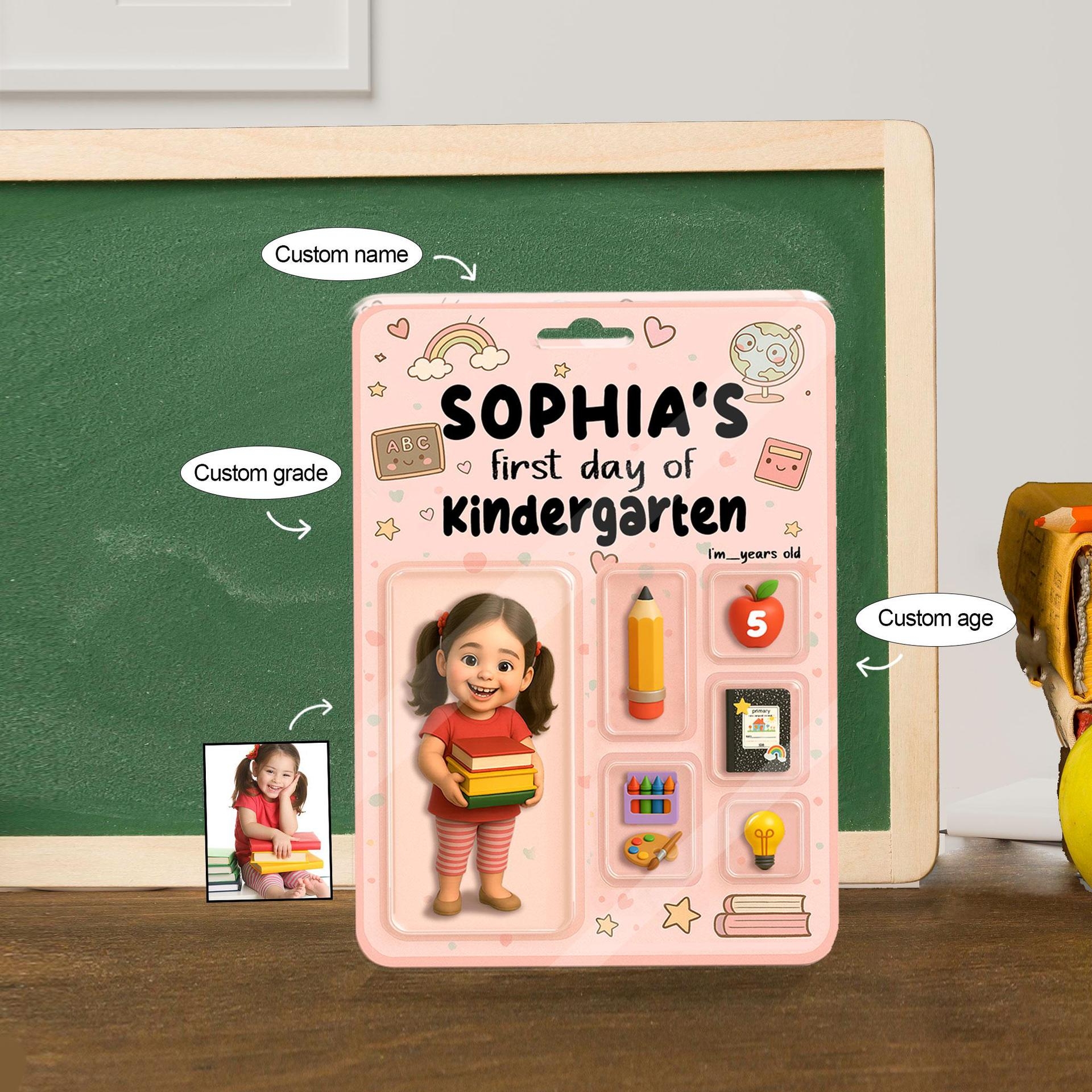 Custom Kid 3D Action Figure Acrylic Block Keychains and Fridge Mangents Acrylic Figurine with Photo Back To School Gifts