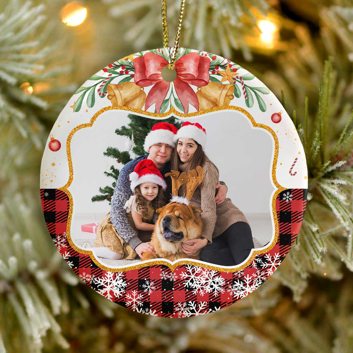 Personalized Family Photo Christmas Ornament, Family Pet Ornament with Picture, Custom Christmas Ceramic Ornament Gift Ideas