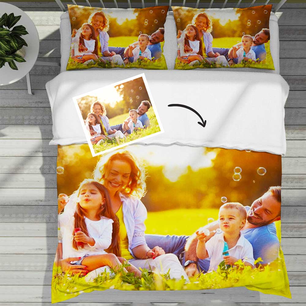Custom Photo Comforter Printed Bedding Set Custom Bathroom Family Gifts - Giftlab