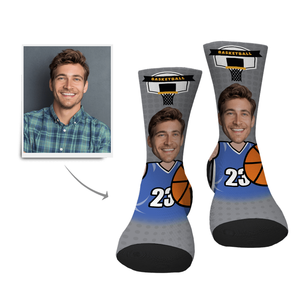 Custom Photo Socks Basketball Player Face Mash Socks - Giftlab