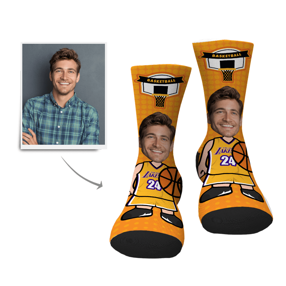 Custom Photo Socks Basketball Player Face Mash Socks - Giftlab