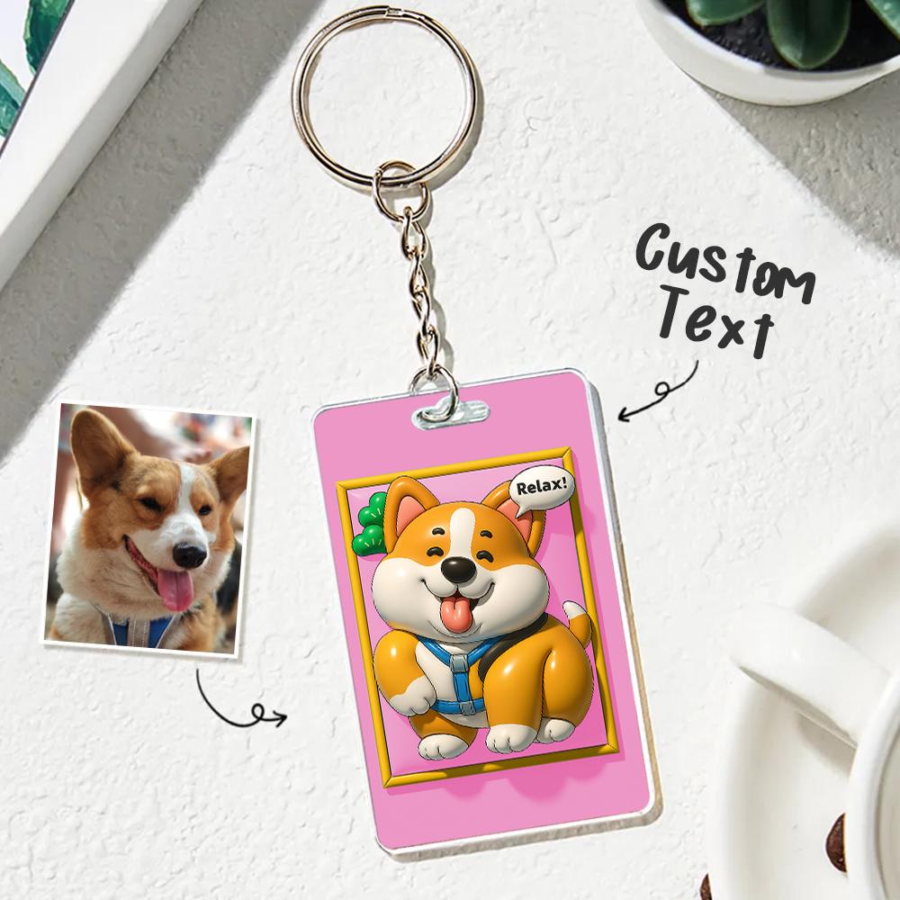 Custom 3D Inflated Effect Pet Photo Keychain for Pet Lover