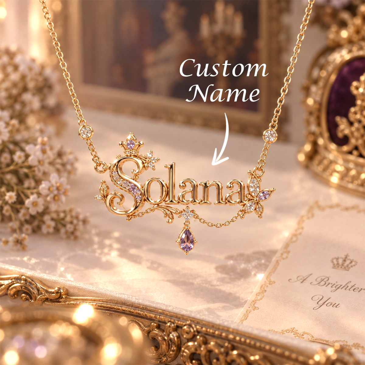 Royal Court Name Necklace – 925 Sterling Silver Personalized Necklace with Regal Gothic Design - namenecklace