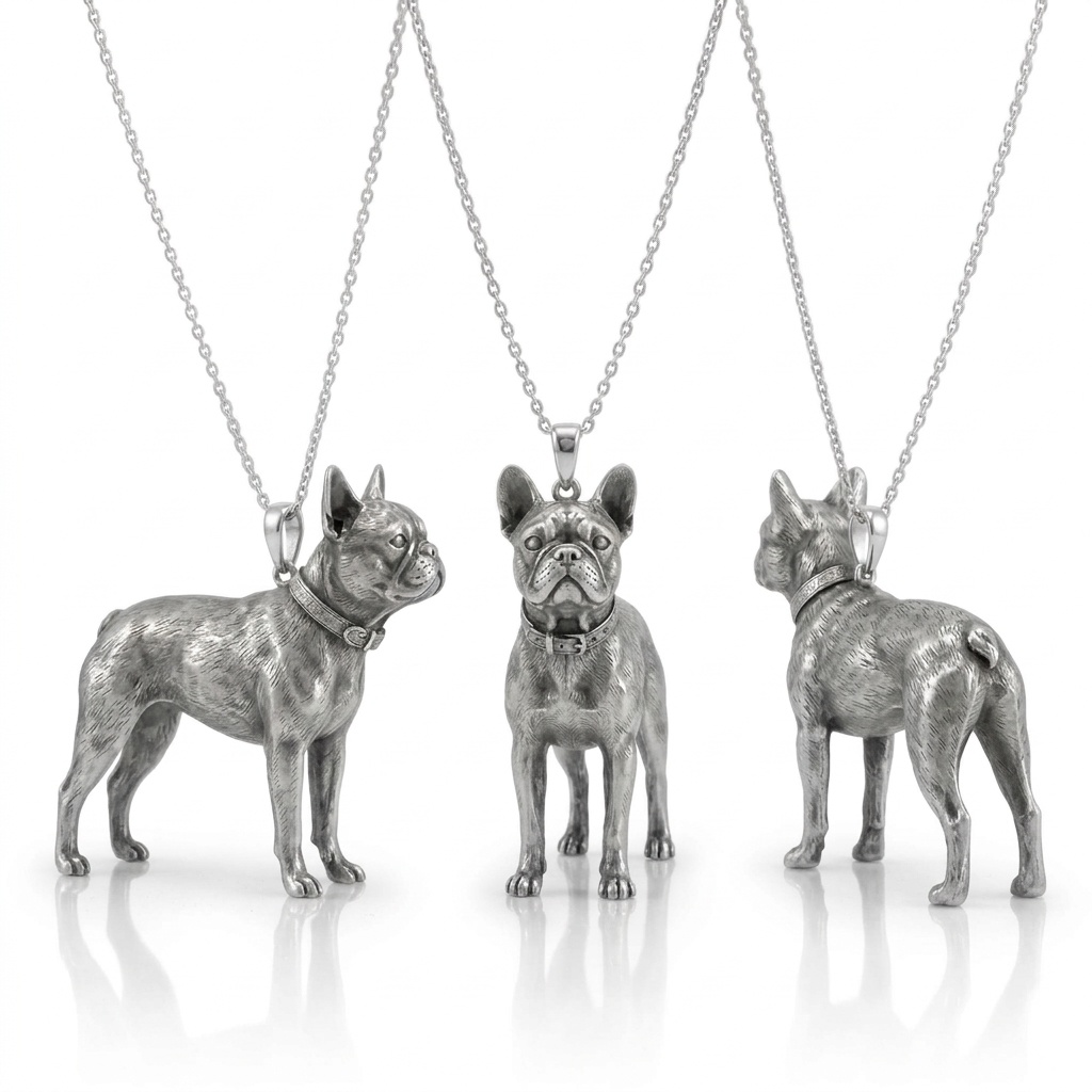 Exquisite S925 Sterling Silver 3D Pet Pendant Necklace, Highly Detailed Sculpted Dog & Cat Animal Charm Jewelry for Pet Owners - namenecklace