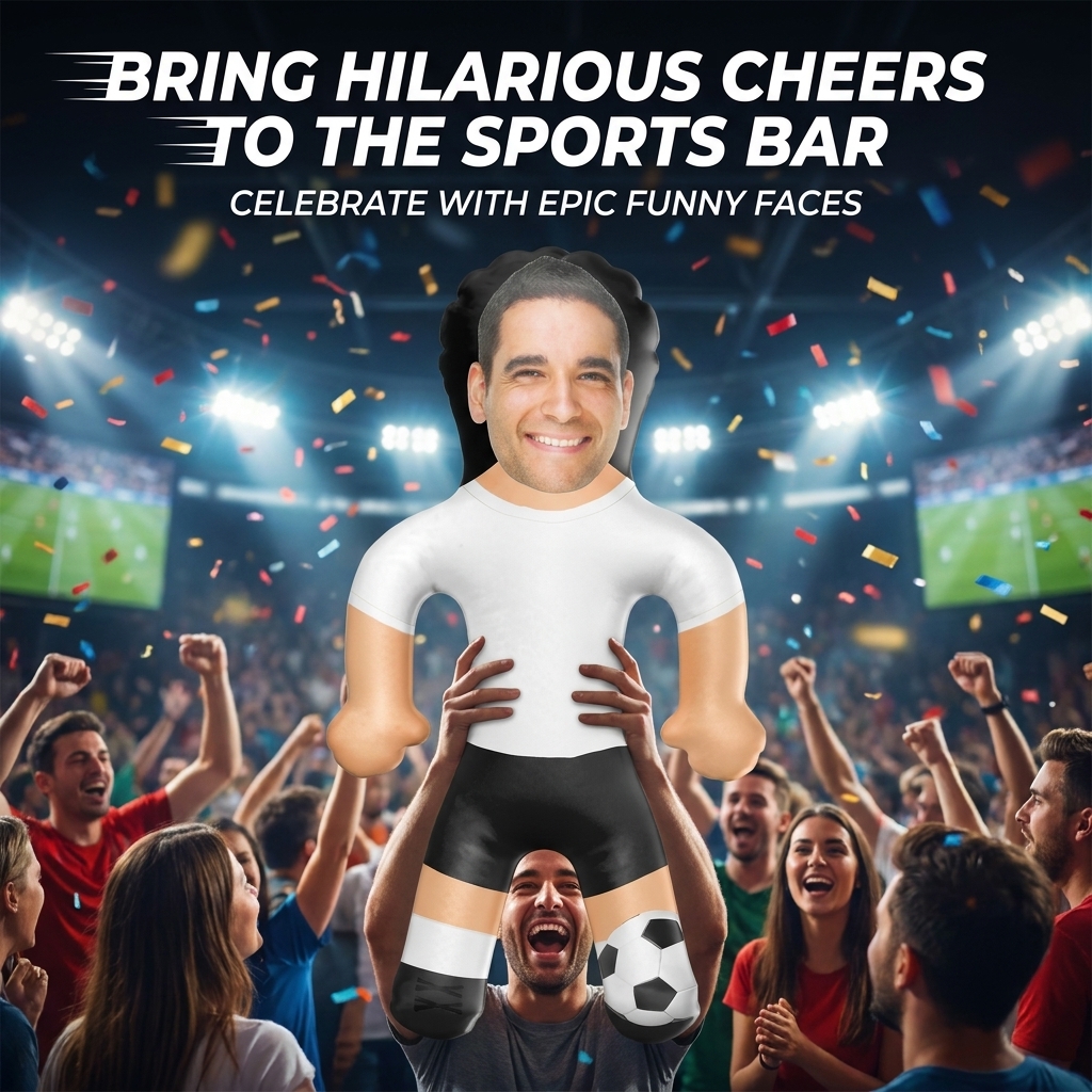 Custom Head Portrait White Football Kit Blow Up Doll Balloon Gifts for Soccer Fans