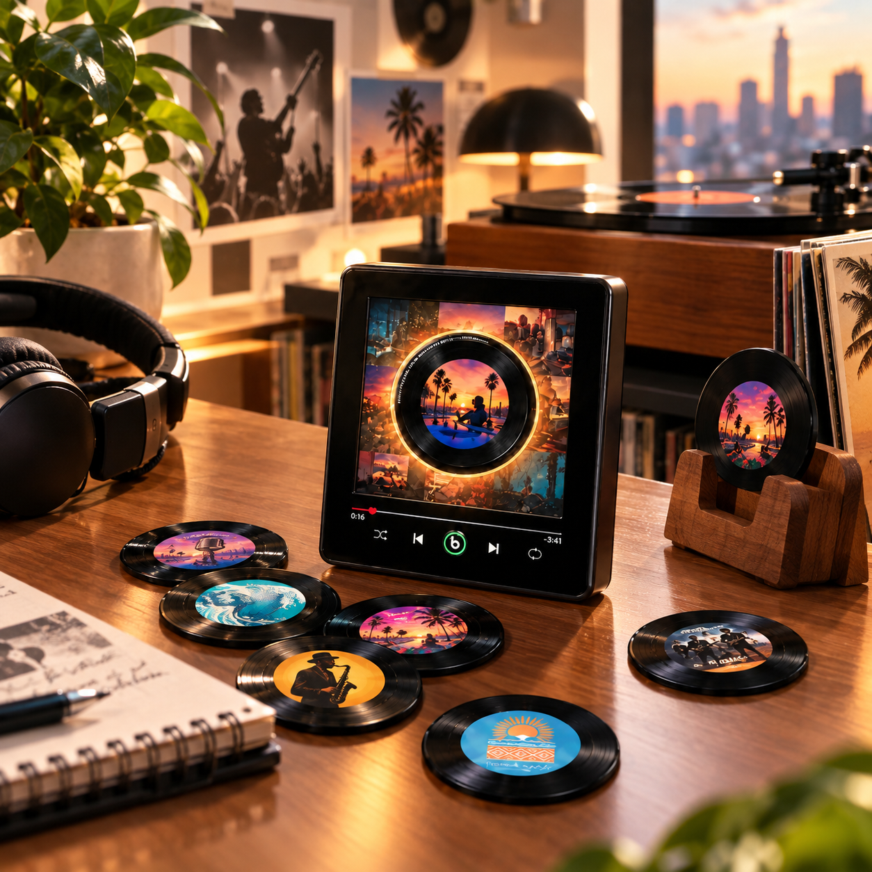 Mini Vinyl Fridge Magnet with Rotating Records– Custom Music Magnet with Dynamic LED Light