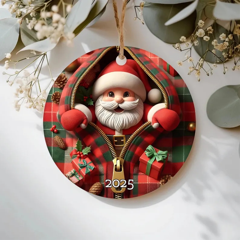 Custom Santa Christmas Ornament 2025, Holiday Tree Decoration, Festive Santa Keepsake, Unique Family Gift, Seasonal Holiday Home Decor