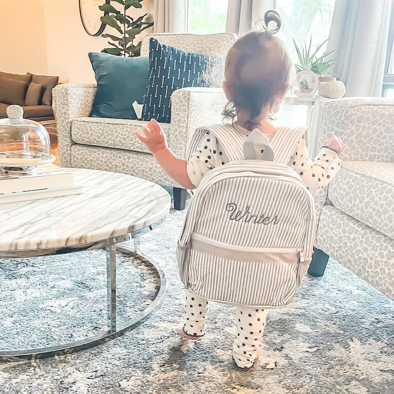 Personalized Baby Backpacks, Monogrammed Toddler Backpacks, Seersucker Backpack, Preschool Book Bag, Personalized Baby Gifts