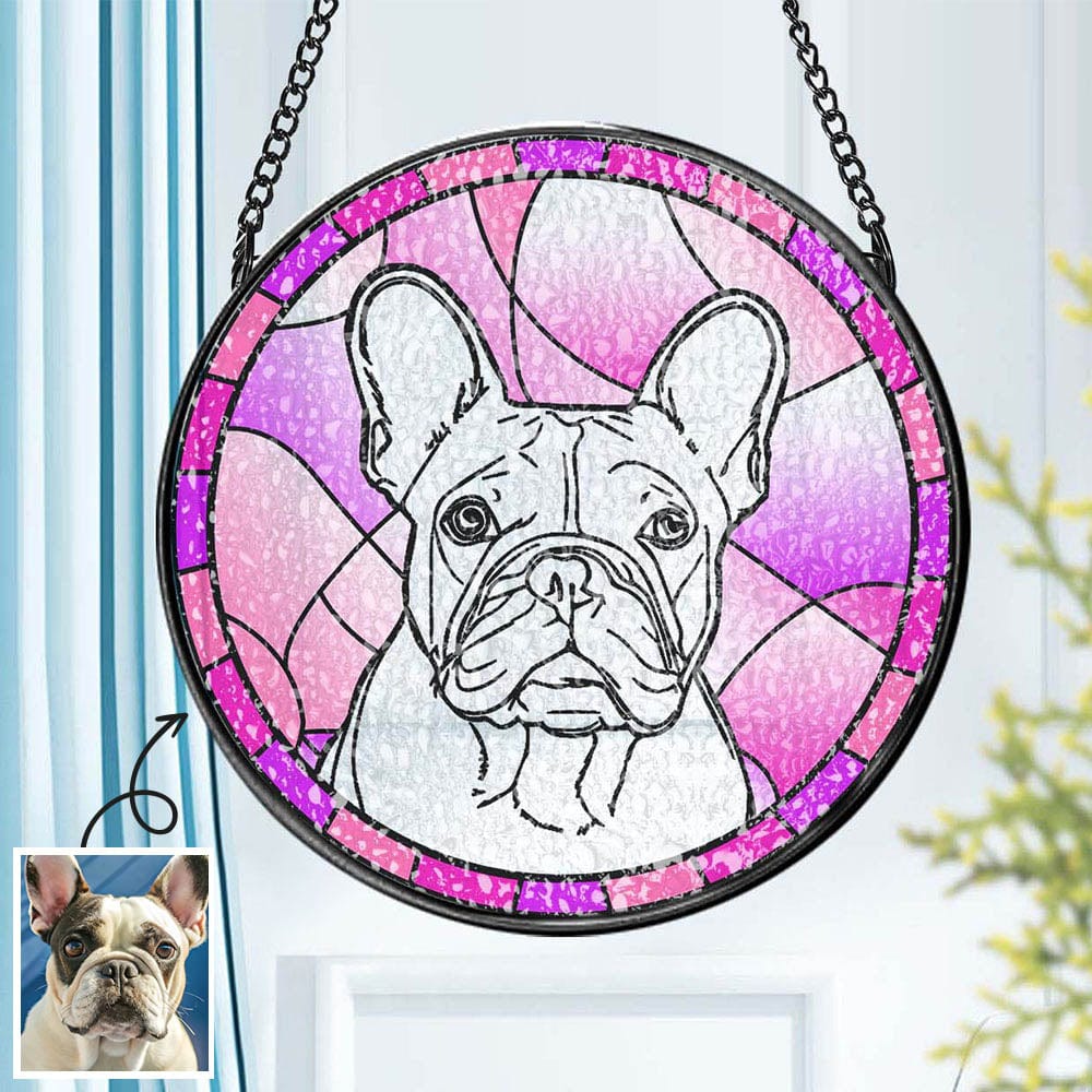 Personalized Pet Portrait Suncatcher Stained Glass Pet Ornament Remembrance Gifts for Pet Lovers - Giftlab