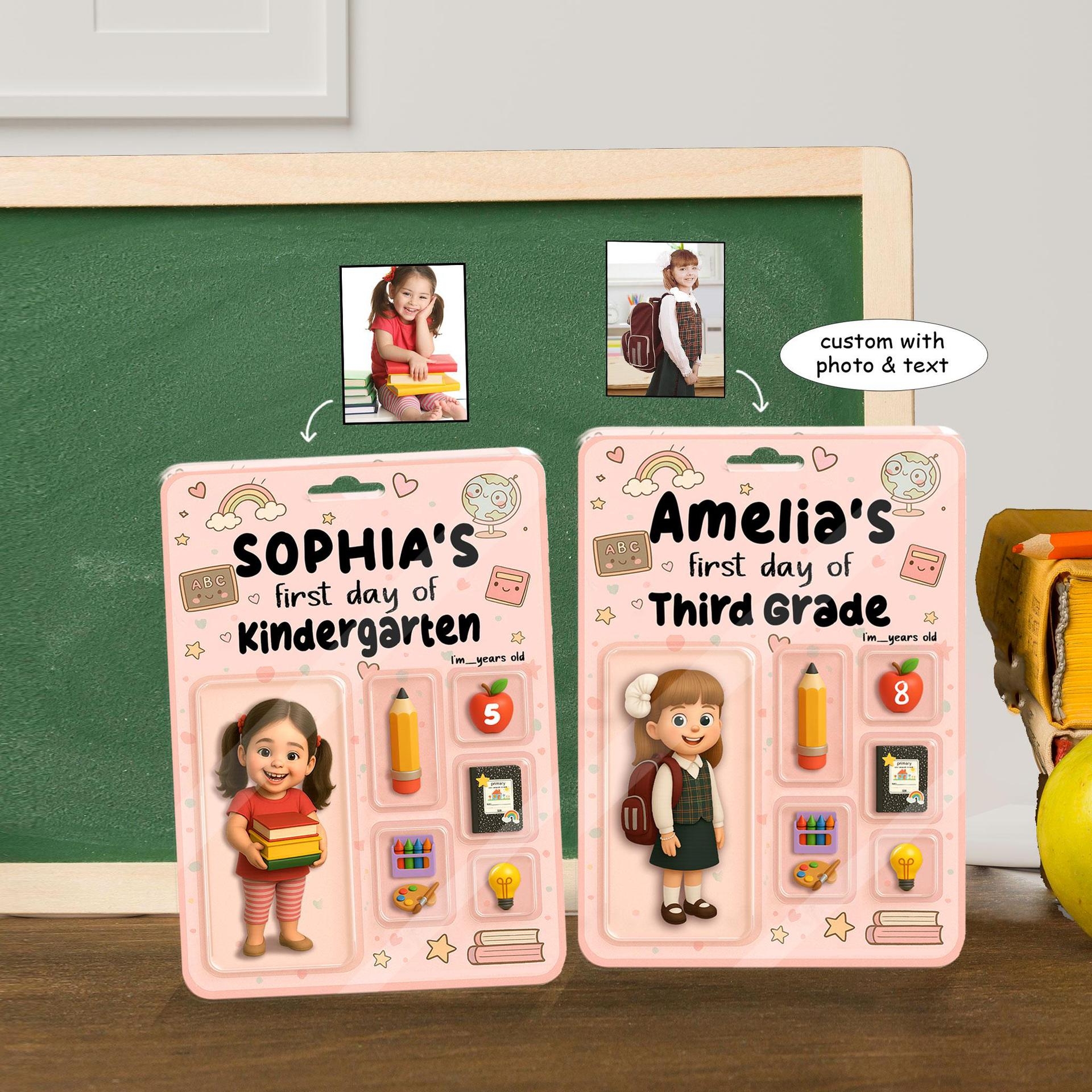 Custom Kid 3D Action Figure Acrylic Block Keychains and Fridge Mangents Acrylic Figurine with Photo Back To School Gifts