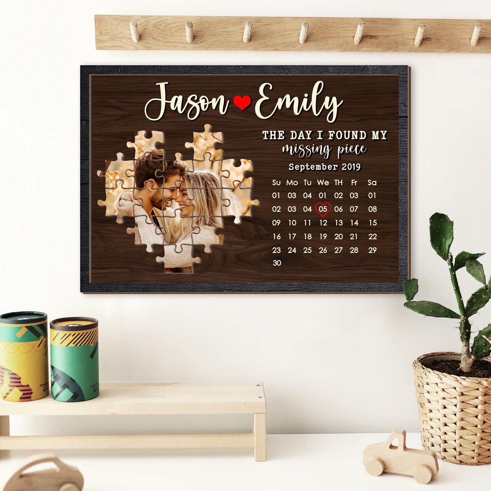 Personalized Couple Puzzle Heart Wooden Sign, I Found My Missing Piece, Love Sign Decor, Valentine Anniversary Gift For Girlfriend Wife