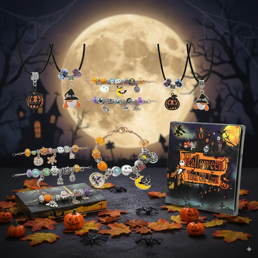 Halloween Advent Surprise Blind Box DIY Charms Beads Bracelet  Charms Pendants