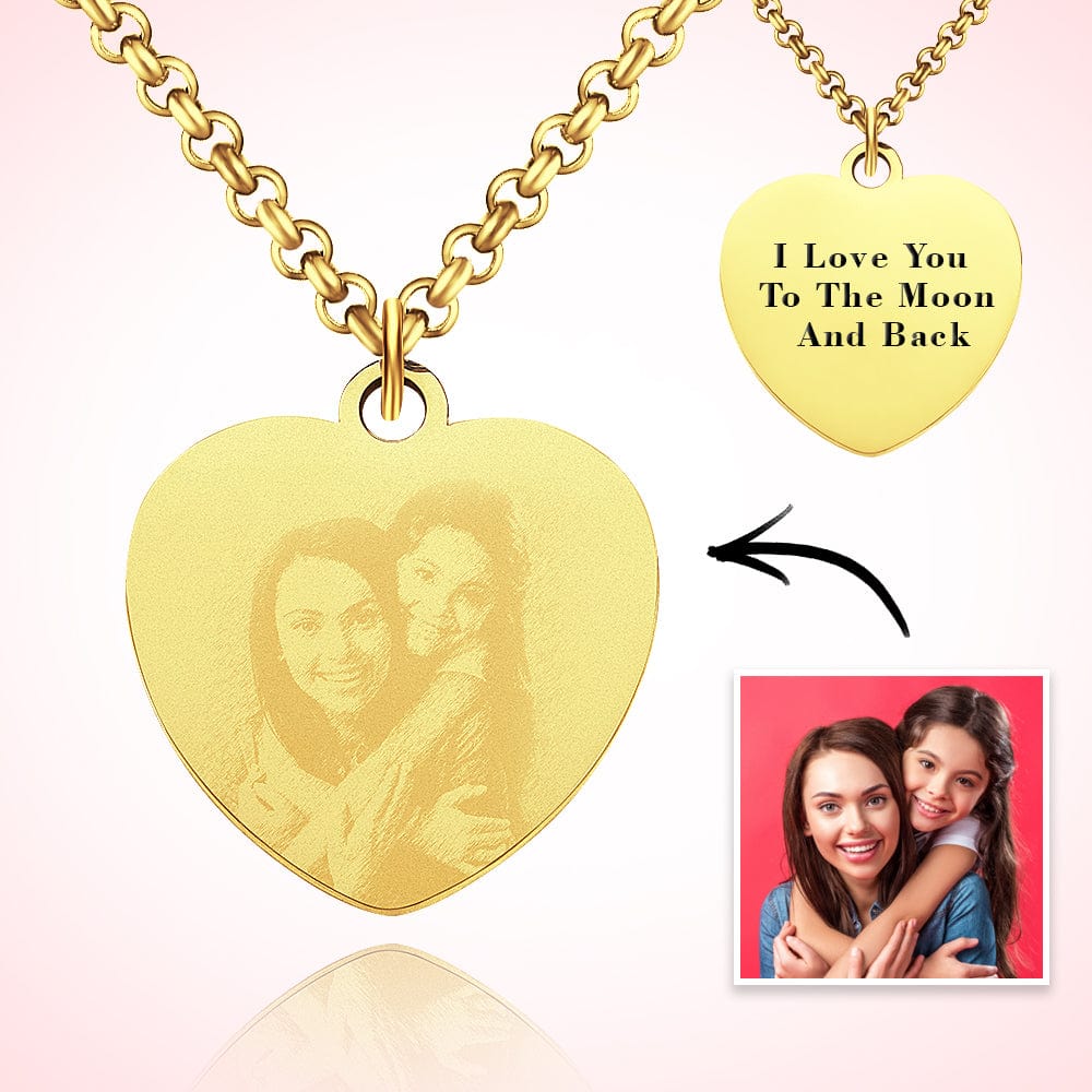 Engraved Heart Necklace With Photo Mother‘s Day Gifts - Giftlab