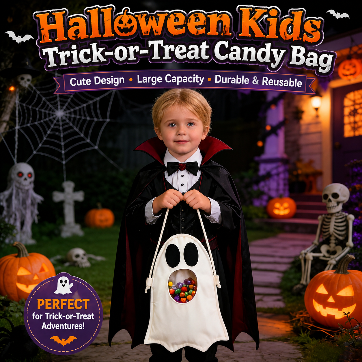 Halloween Ghost Bag Spooky Cute Trick-or-Treat Candy Bag
