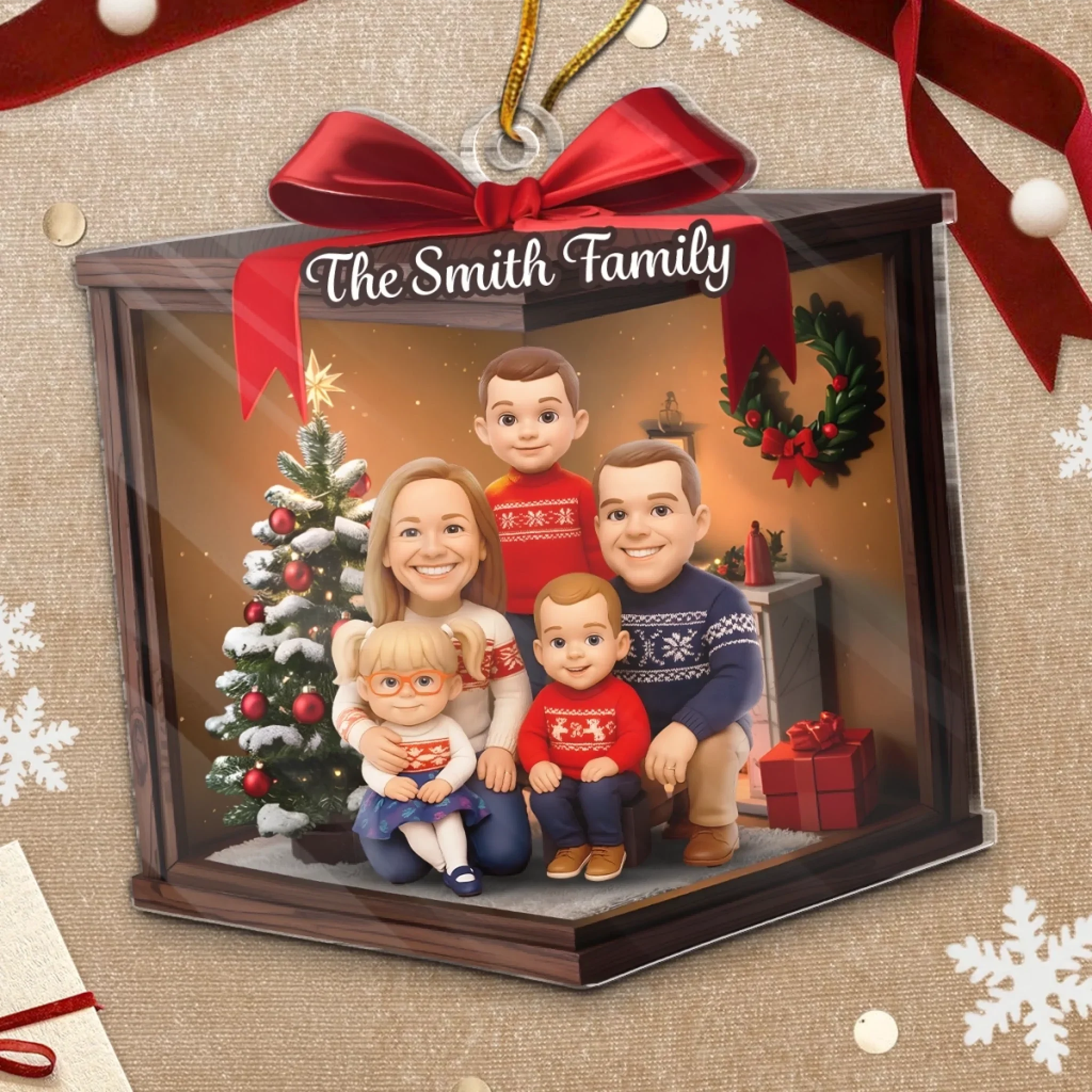 Custom Photo Acrylic Ornament - Personalized Christmas Birthday Gifts For Mom, Dad, Brother, Sister, Kids - Cherishing The Bond That Built Us