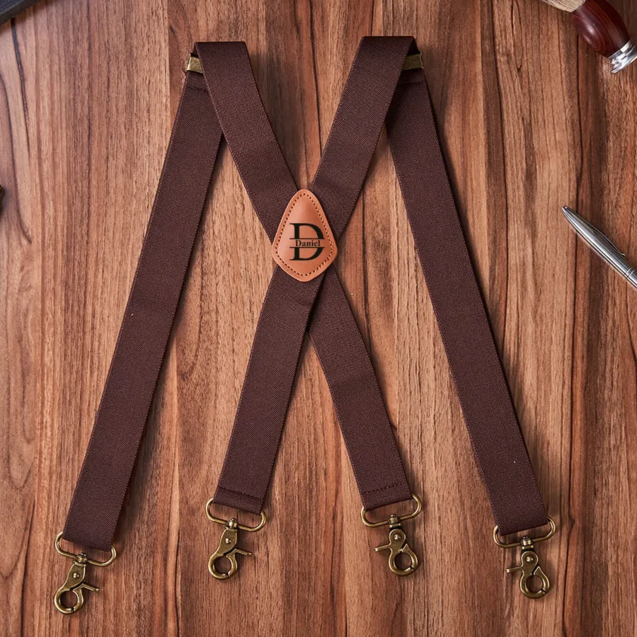 Personalized Monogrammed Leather Suspenders for Unique & Love